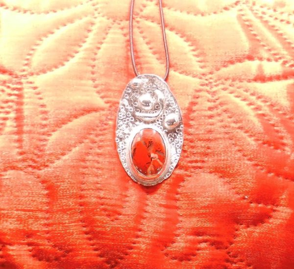 Red Agate on Silver Pendant - Image 4