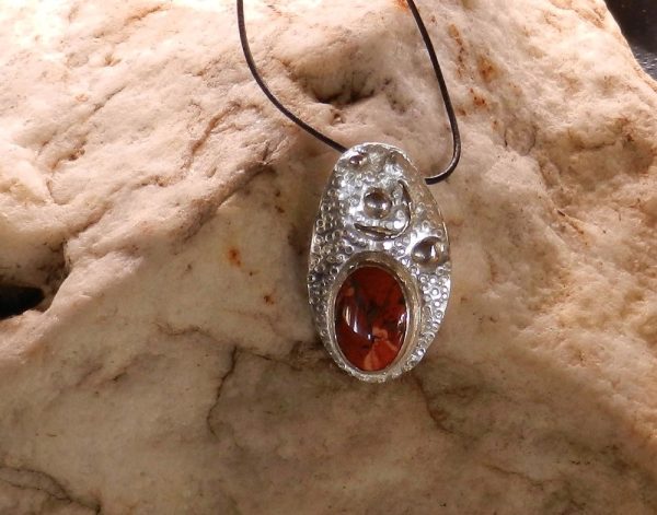 Red Agate on Silver Pendant - Image 6