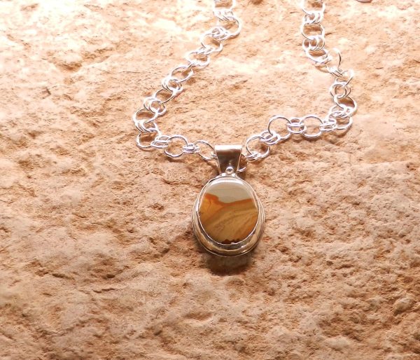 Picture Jasper on handmade .925 silver chain