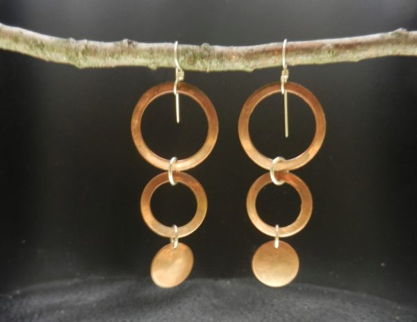 Three tier Circular Copper Earrings - Image 2