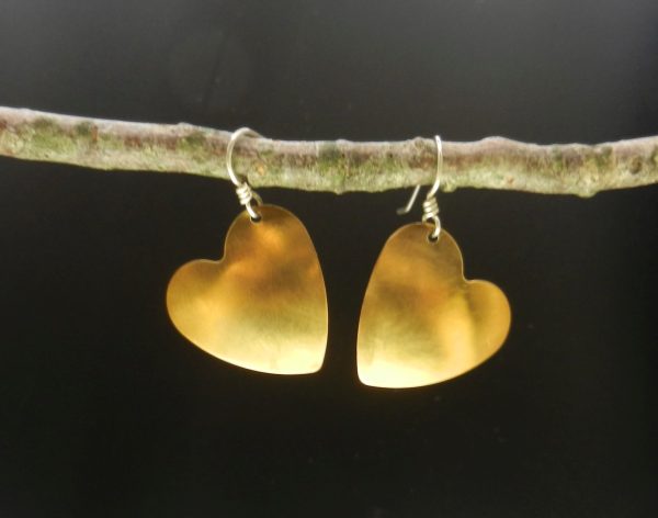 Mat finished Brass Heart Earrings