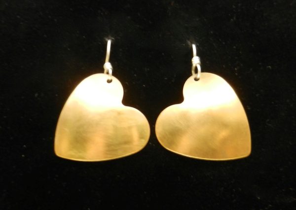 Mat finished Brass Heart Earrings - Image 2