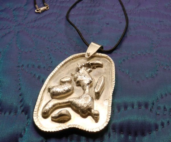 Sterling Pendant with Water Cast Rabbit