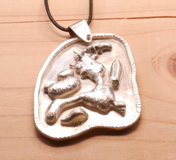 Sterling Pendant with Water Cast Rabbit - Image 4