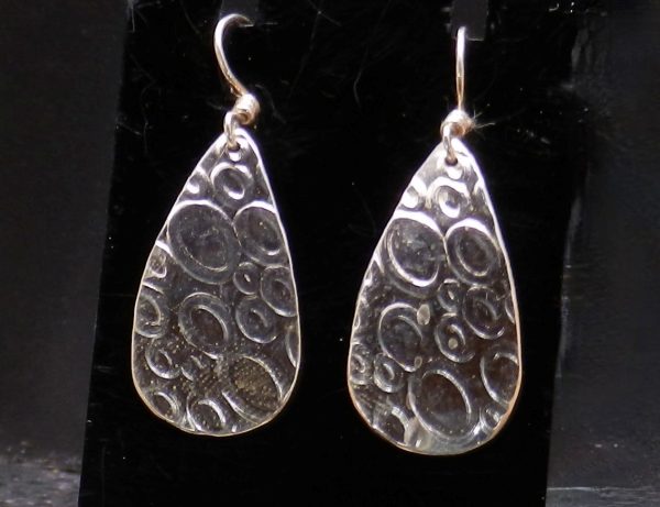 Oval Textured Sterling Earrings - Image 2