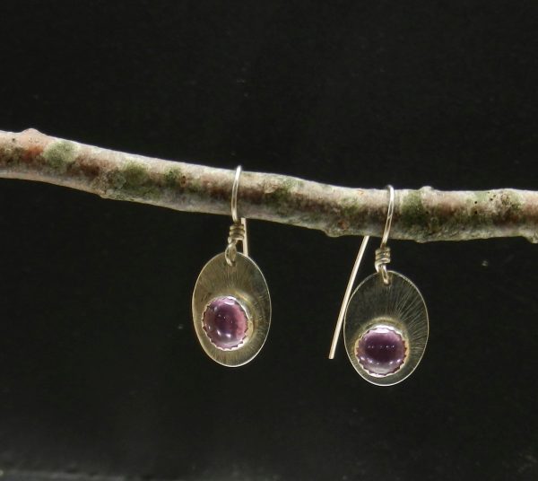 Pink Sapphire stones on textured Sterling