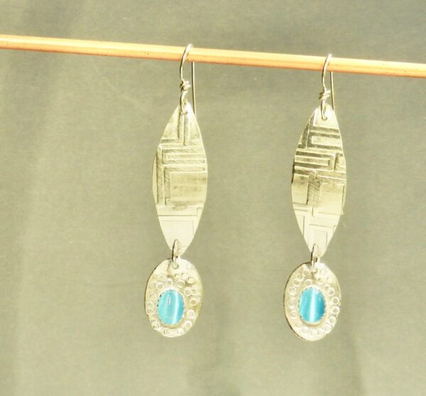 Sterling Earrings with Oval Cats Eye “Stones”