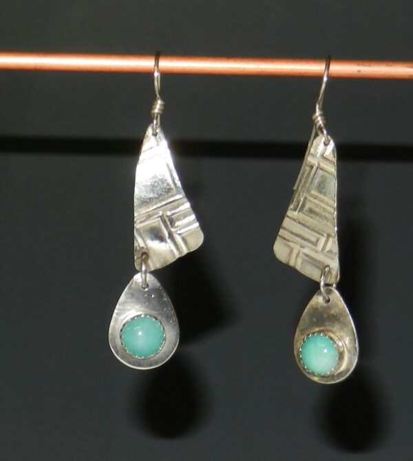 Sterling Silver Earrings with Amazonite Cabochons