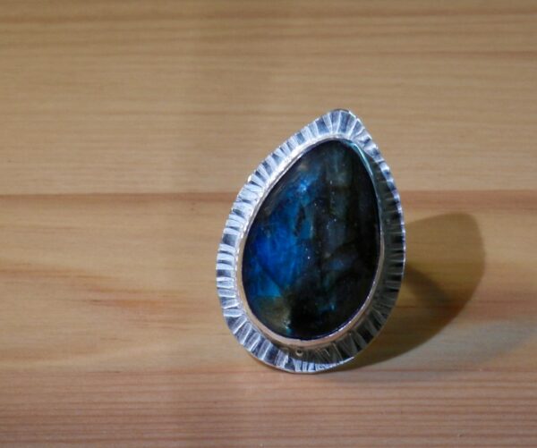 Blue Labradorite Teardrop in Fine Silver on Sterling