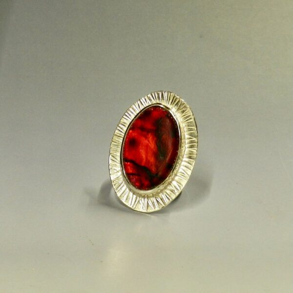 Red Paua Shell Ring
