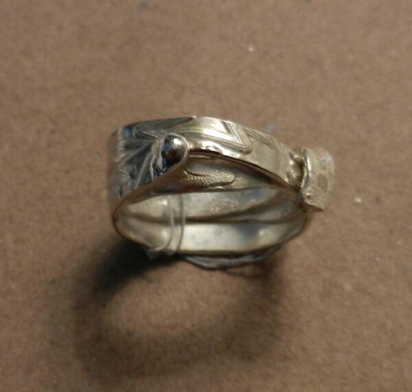 Sterling Wrapped Ring with Fold and one Ball