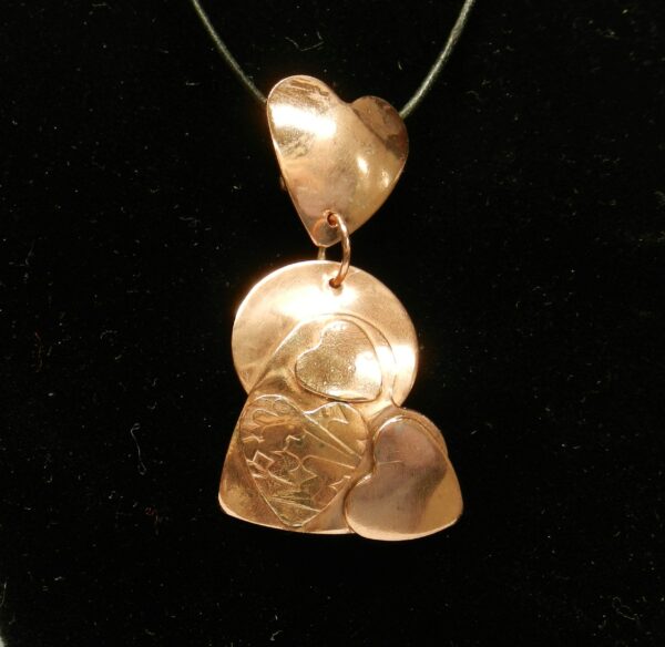 Copper Pendant of Hearts