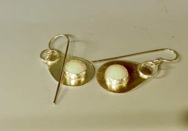 Sterling Opal Cabochons on Sterling Silver Earrings - Image 3